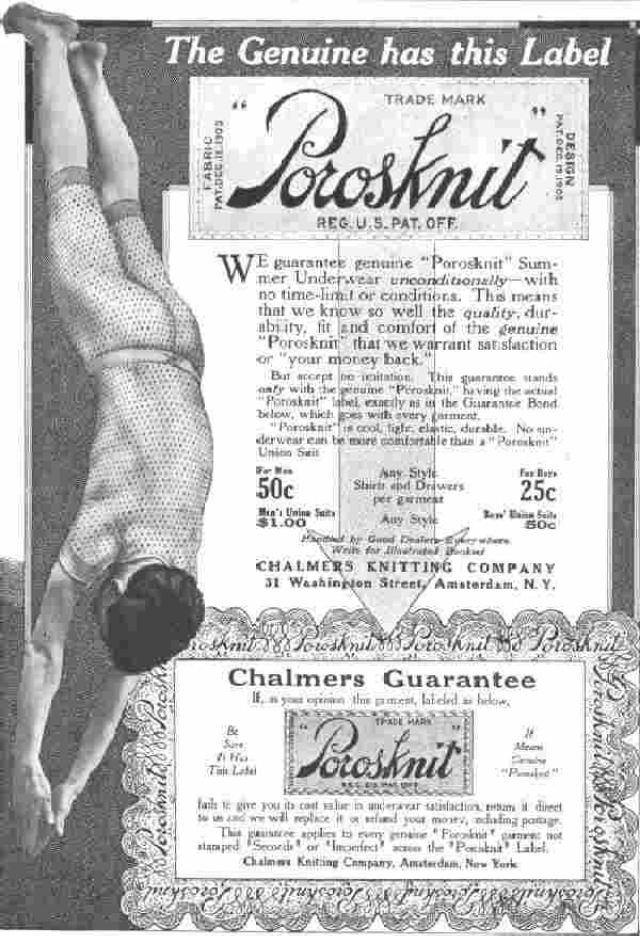 Vintage Ads for Porosknit Underwear for Men and Boys from the early 1900s