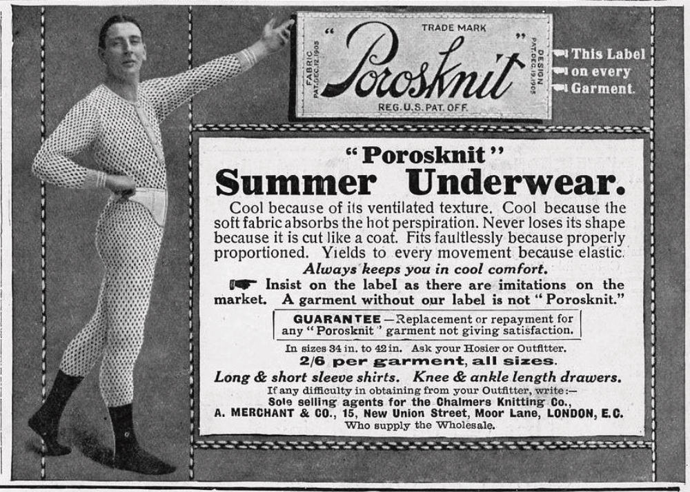 Vintage Ads for Porosknit Underwear for Men and Boys from the early 1900s