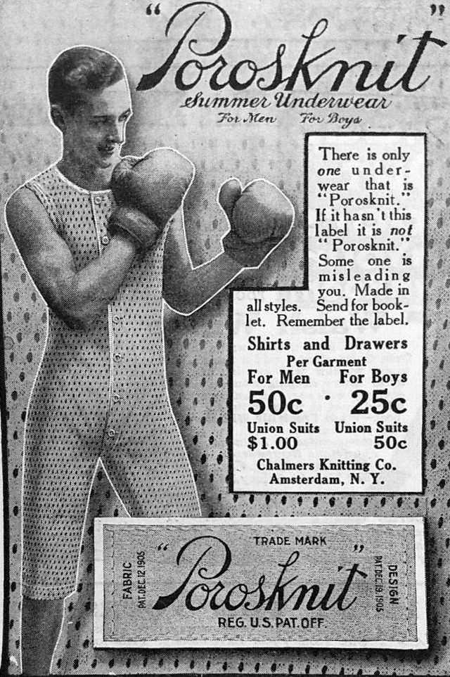 Vintage Ads for Porosknit Underwear for Men and Boys from the early 1900s