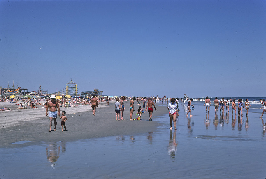 Beach and pier, Wildwood, New Jersey, 1978