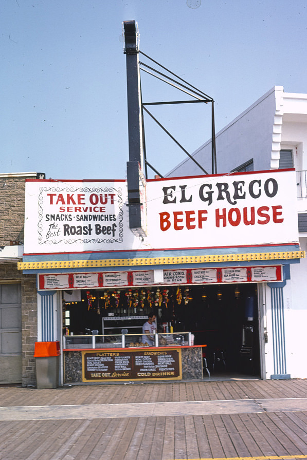 Boardwalk store food, Wildwood, New Jersey, 1978