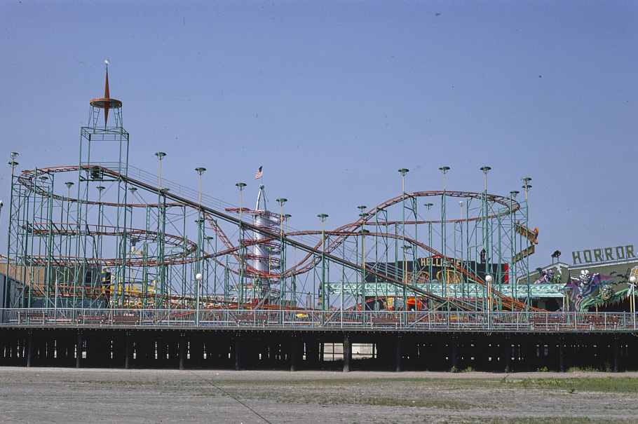 Sportland Pier Supersonic roller coaster, Wildwood, New Jersey, 1978