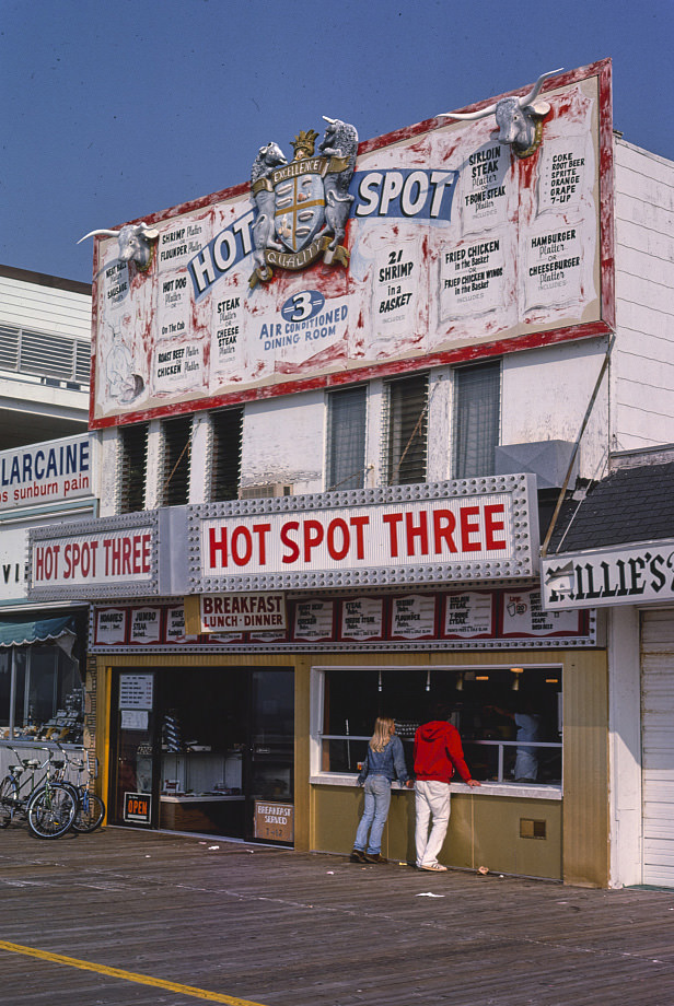 Boardwalk store food, Wildwood, New Jersey, 1978