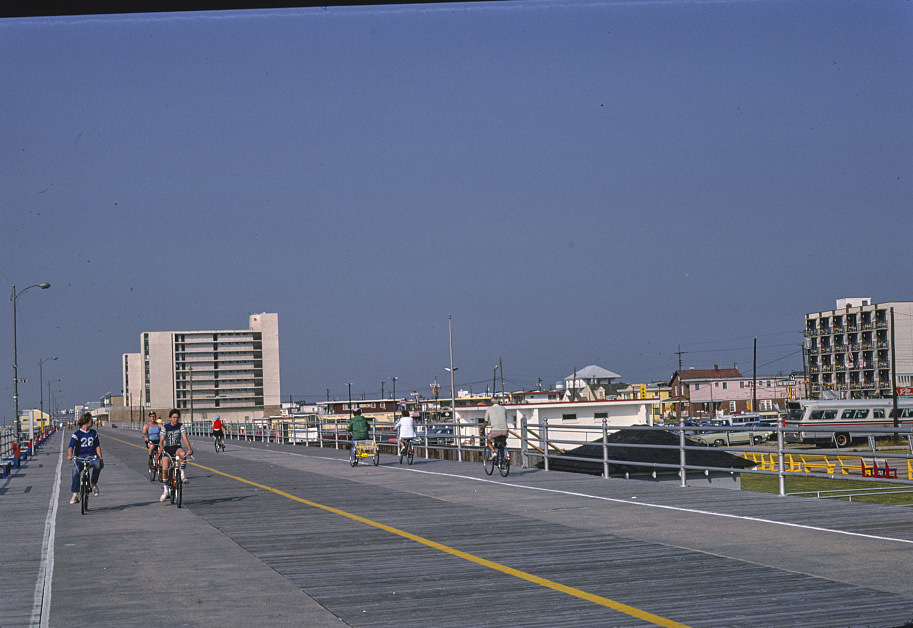 Boardwalk south toward West Crest, Wildwood, New Jersey, 1978