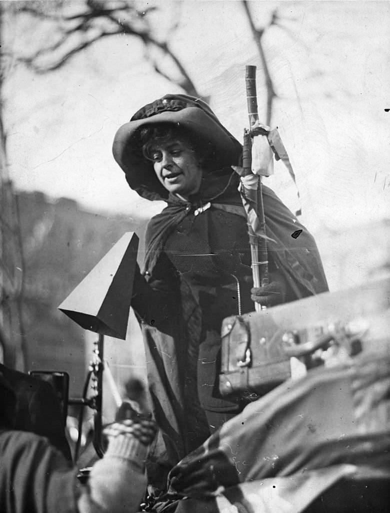 American suffragette Rosalie Jones during the march from New York to Washington DC., 1913