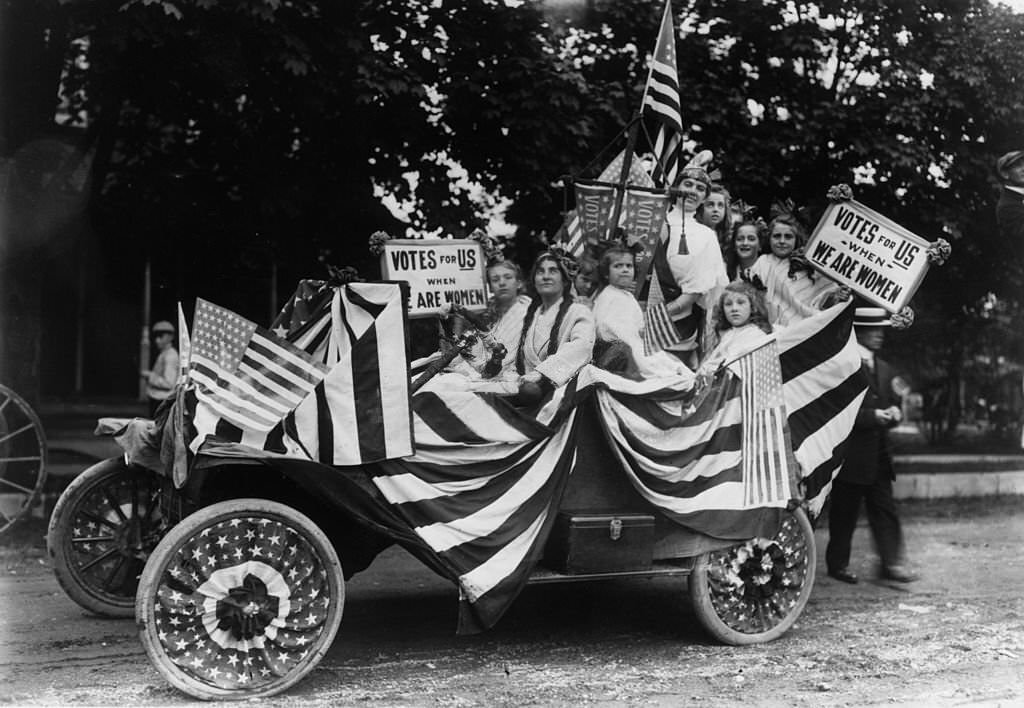 A car taking part in a Women's Suffrage parade, 1913