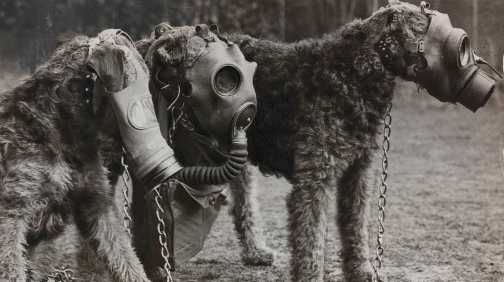 War dogs Wearing Canine Gas Masks during WWI and WWII
