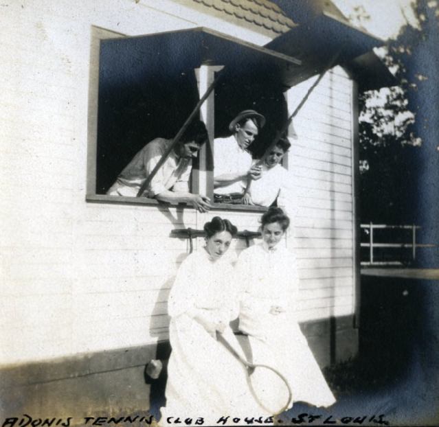 Adonis Tennis Club House, St. Louis. One of 31 photos bound in a leather stamped album, 1904