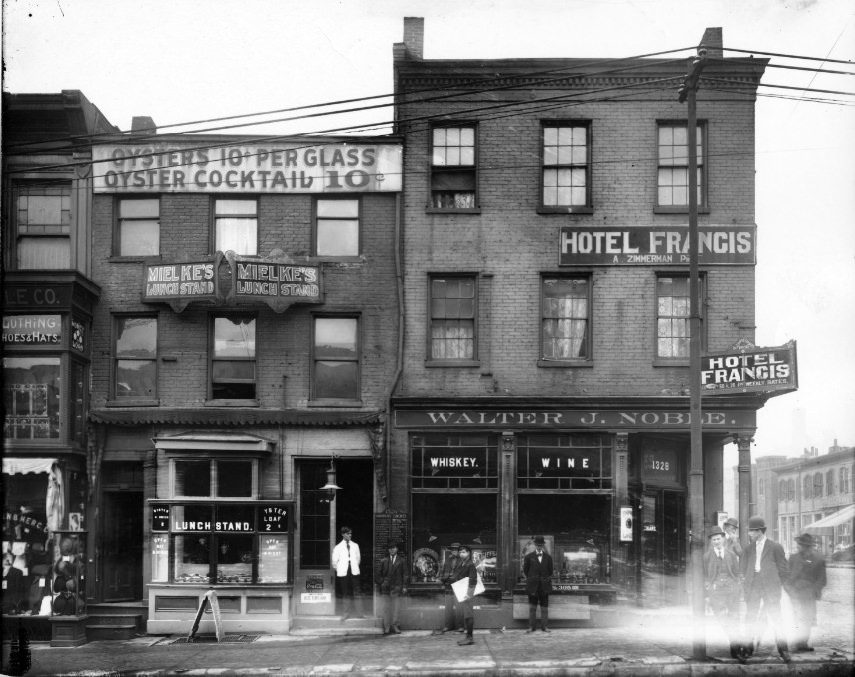 Mielke's Lunch Stand and Hotel Francis, 1906