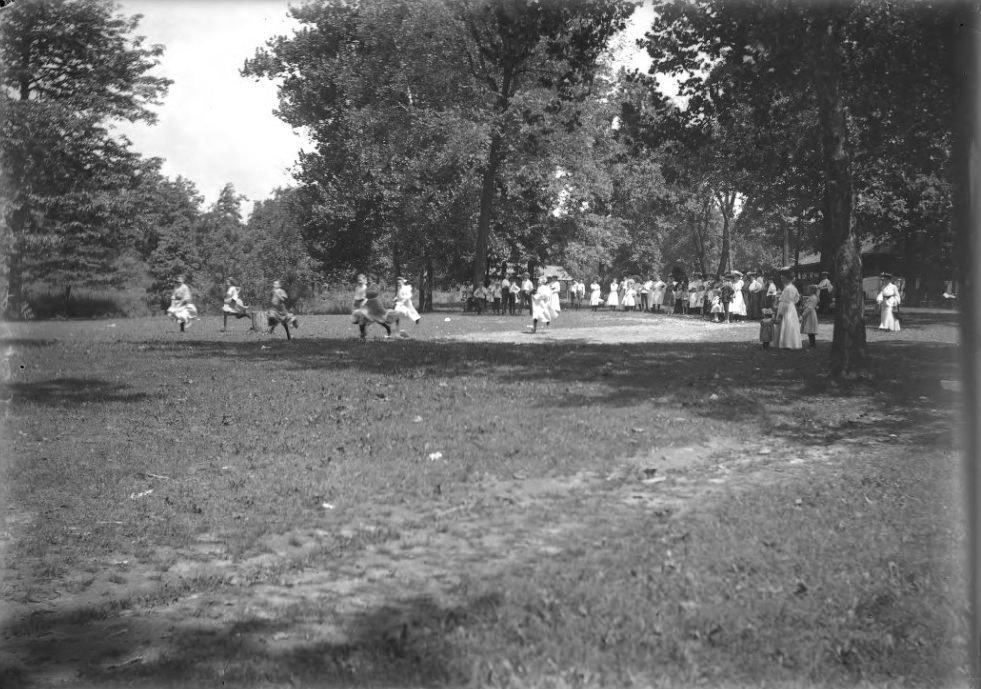 Girls Racing as a Crowd Watches, 1901