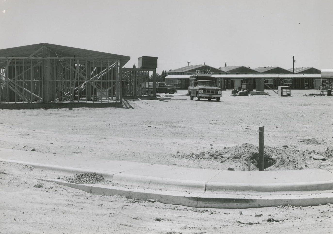 Family housing buildings under construction at the Bergstrom Air Force Base, 1970