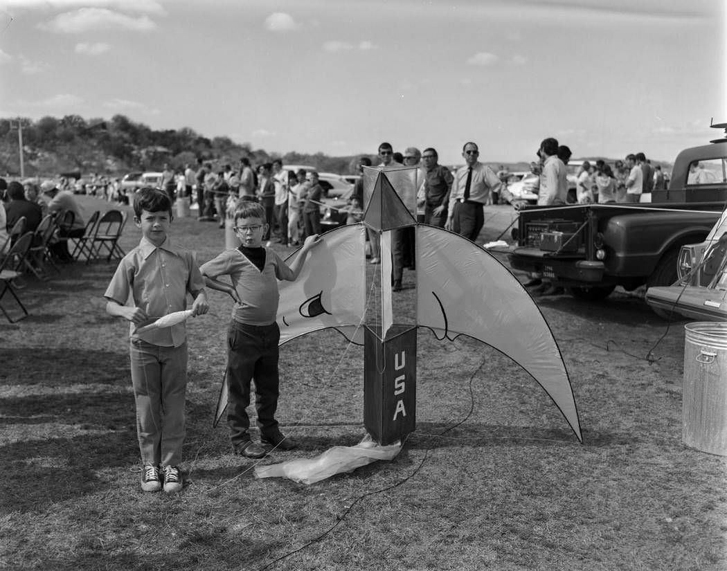 Children at Zilker Park Kite Tournament, 1970.