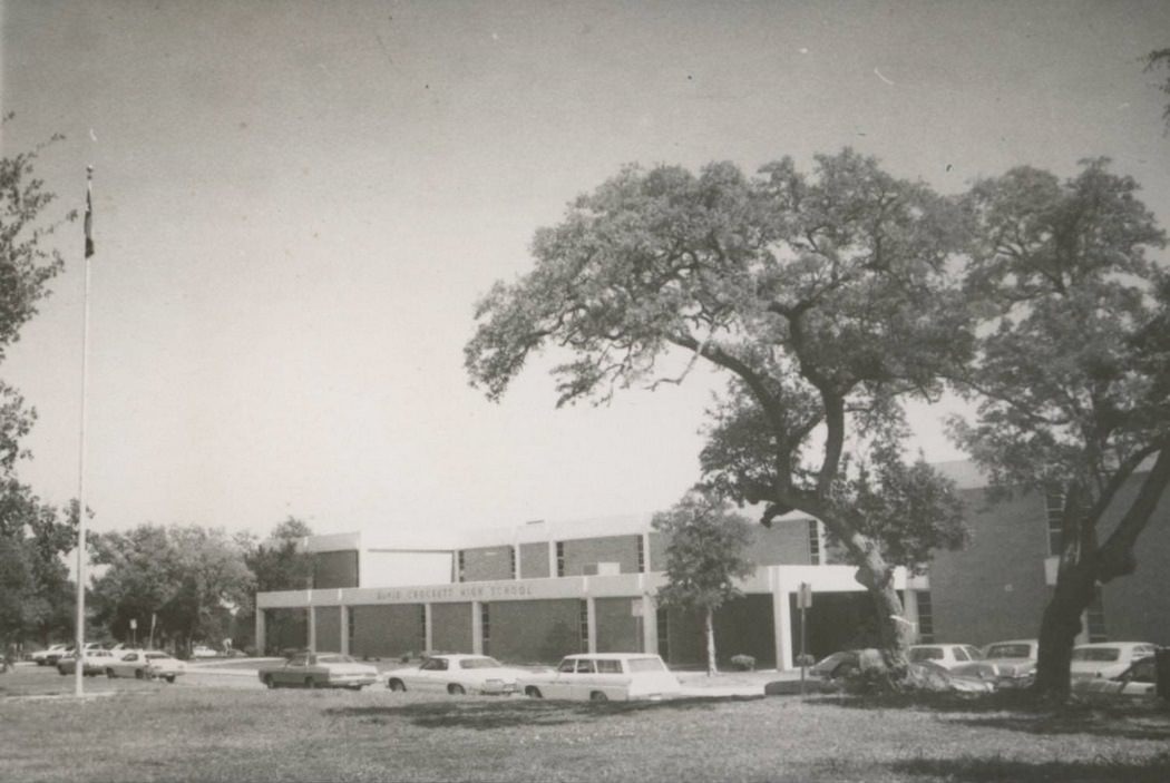 David Crockett High School at 5601 Manchaca Road at the corner of Stassney Lane, 1970s