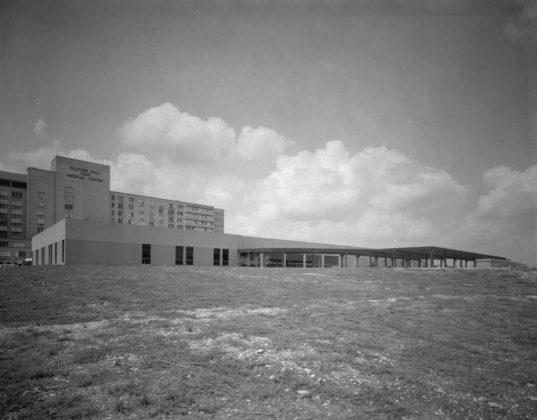 Exterior of Wilford Hall medical center, owned by the U.S. Air Force, 1979