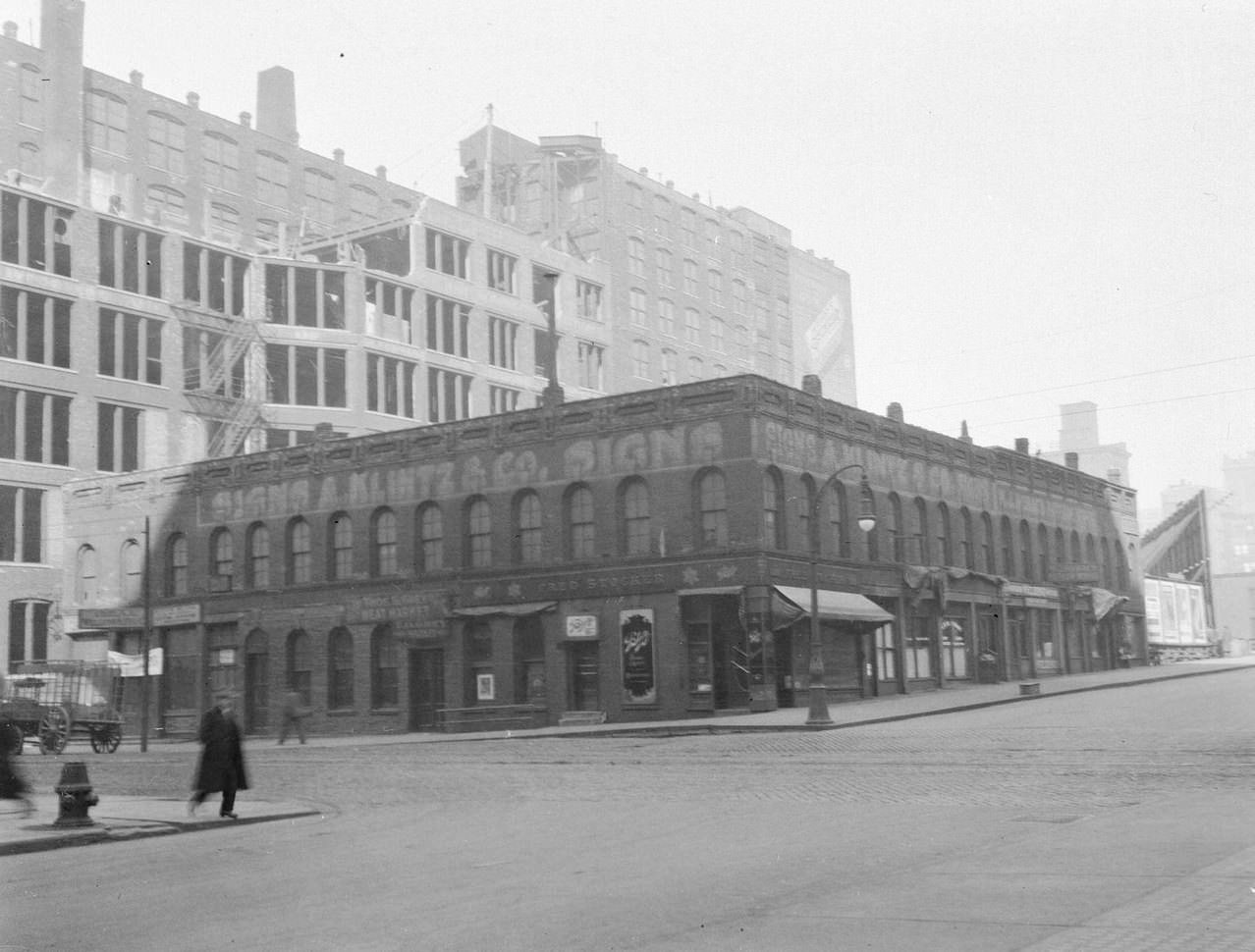 Northeast corner of Jackson Boulevard and Clinton Street, Chicago, Illinois, 1915.