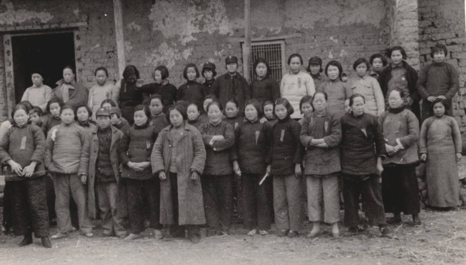 Delegates of first Women's National Salvation Association (11 districts represented) in the enemy rear in Central China. All are simple village woman who have learned to speak and think independently since the war began.