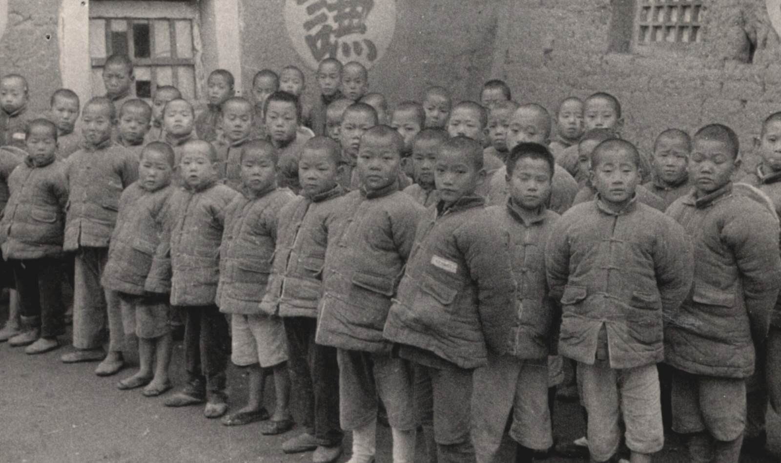 Under-nourished war-orphans in the Government orphanage at Kioshan (Qiaoshan) Honan (He'nan) Province. 1937-1940