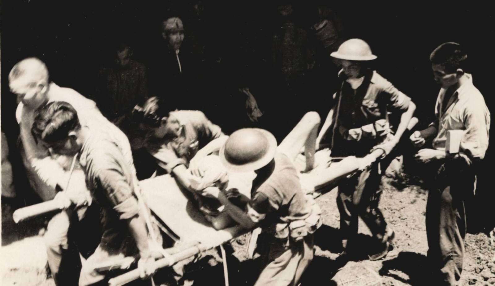The wounded who could walk had gone into the hills as the planes approached. After the raid men formerly wounded at the front, were brought in again on stretchers to be operated upon. 1937-1940