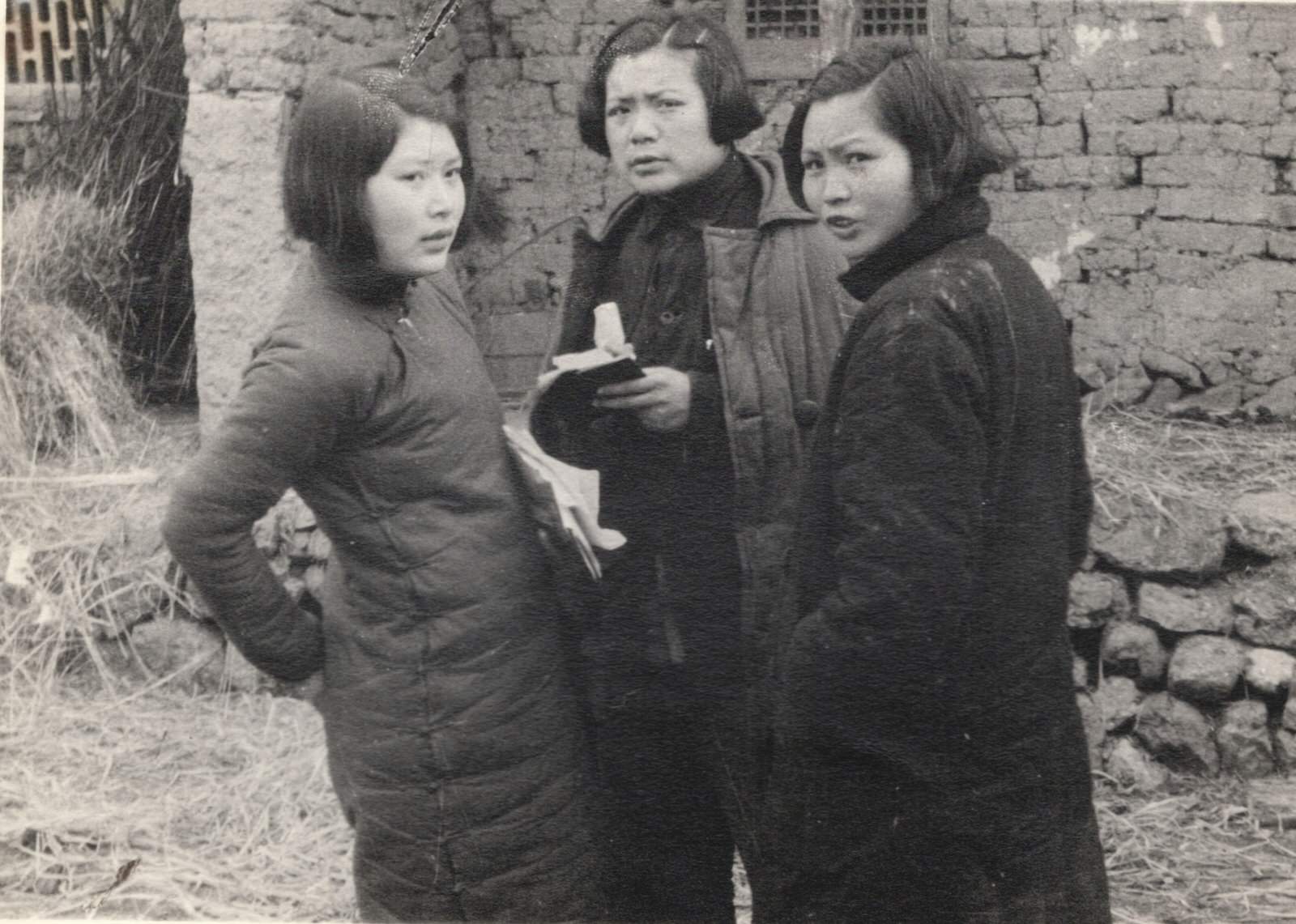 Women leaders in a guerrilla detachment in Central China, north of Hankow (Hankou). All are educated women. Woman in center was formerly a teacher in North China. 1937-1940