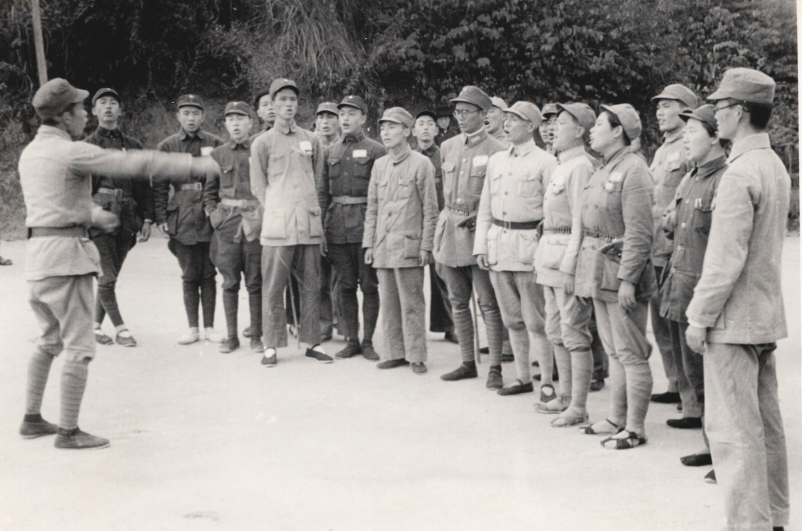 A typical group of Chinese students singing patriotic songs. 1937-1940