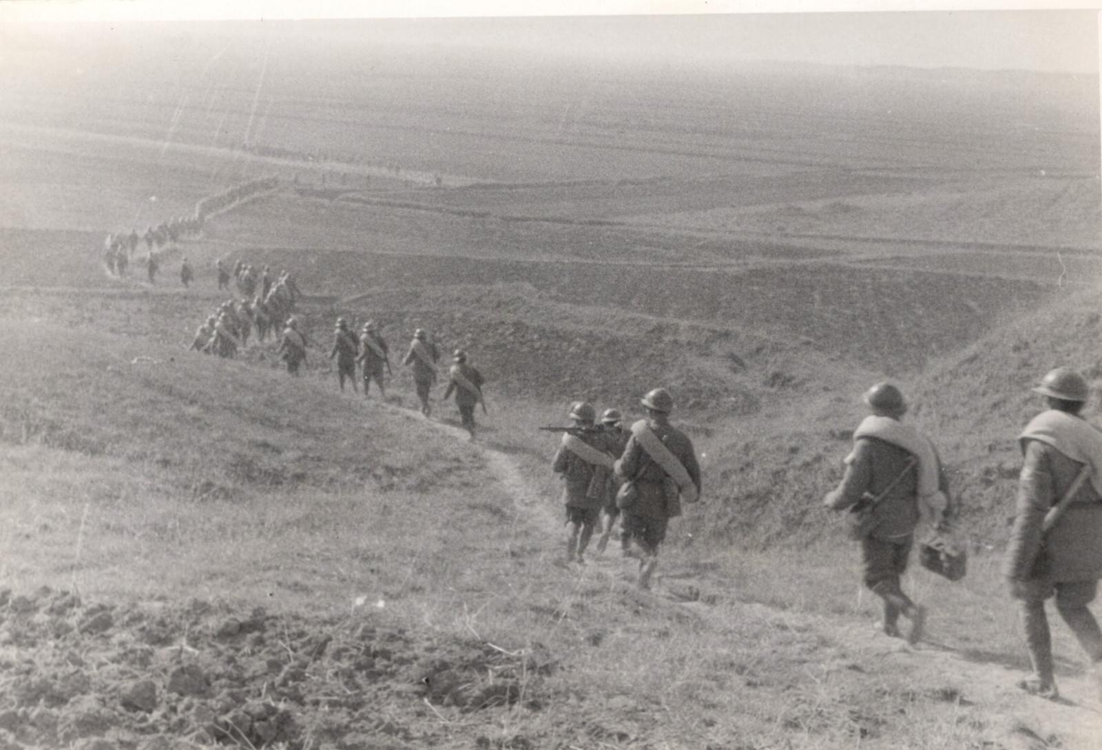 Soldiers of the 173rd Division drawn up for the high military Inspectors from the Central Military Counci, 1939