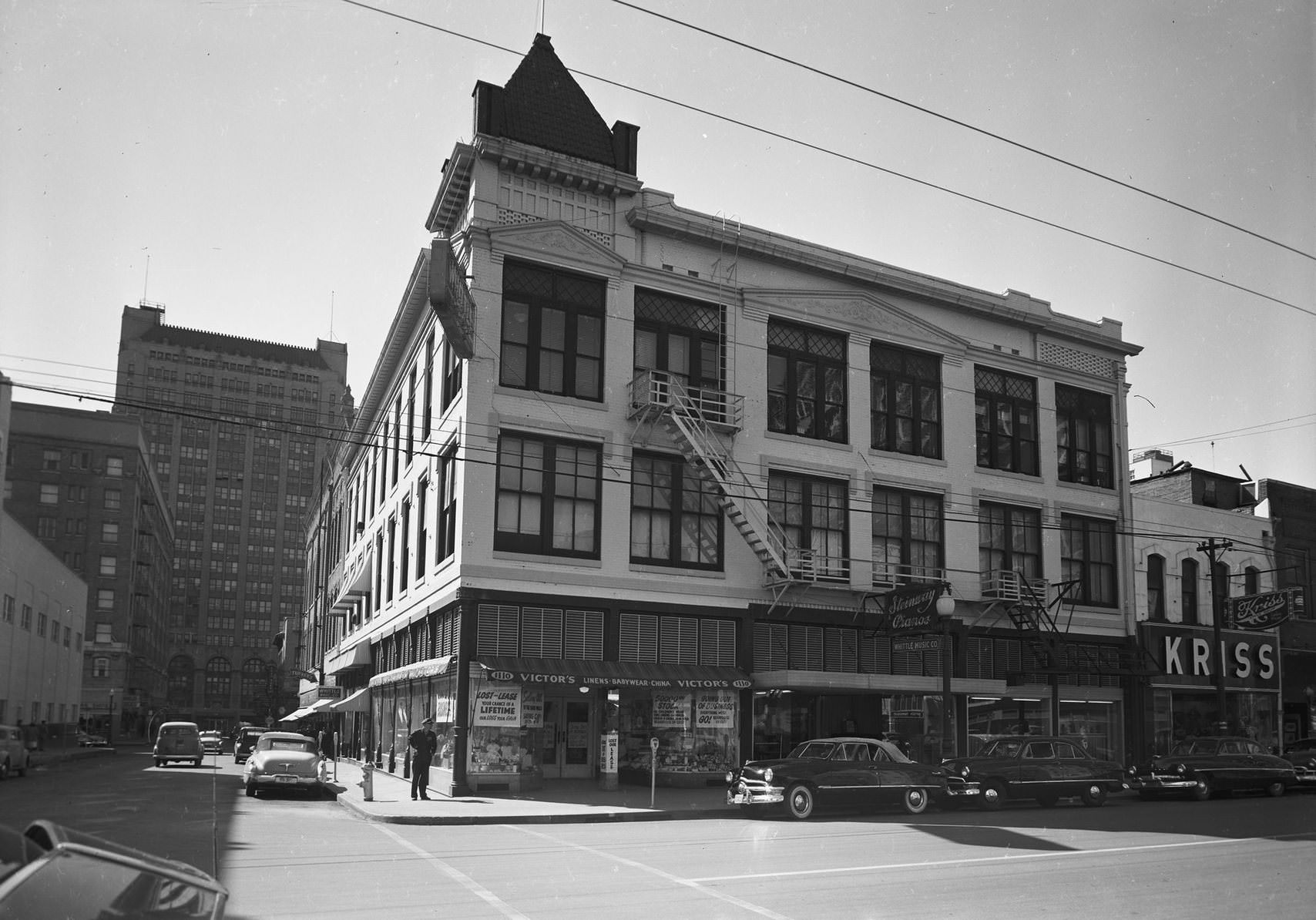 Whittle Music Company retail building, downtown Dallas, Texas, 1952