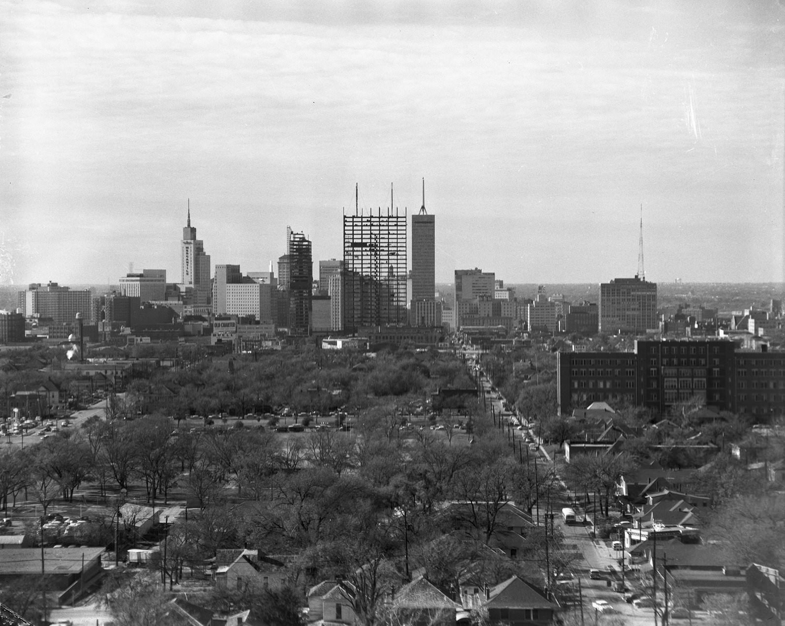 Southland Center under construction, downtown Dallas, Texas, 1957