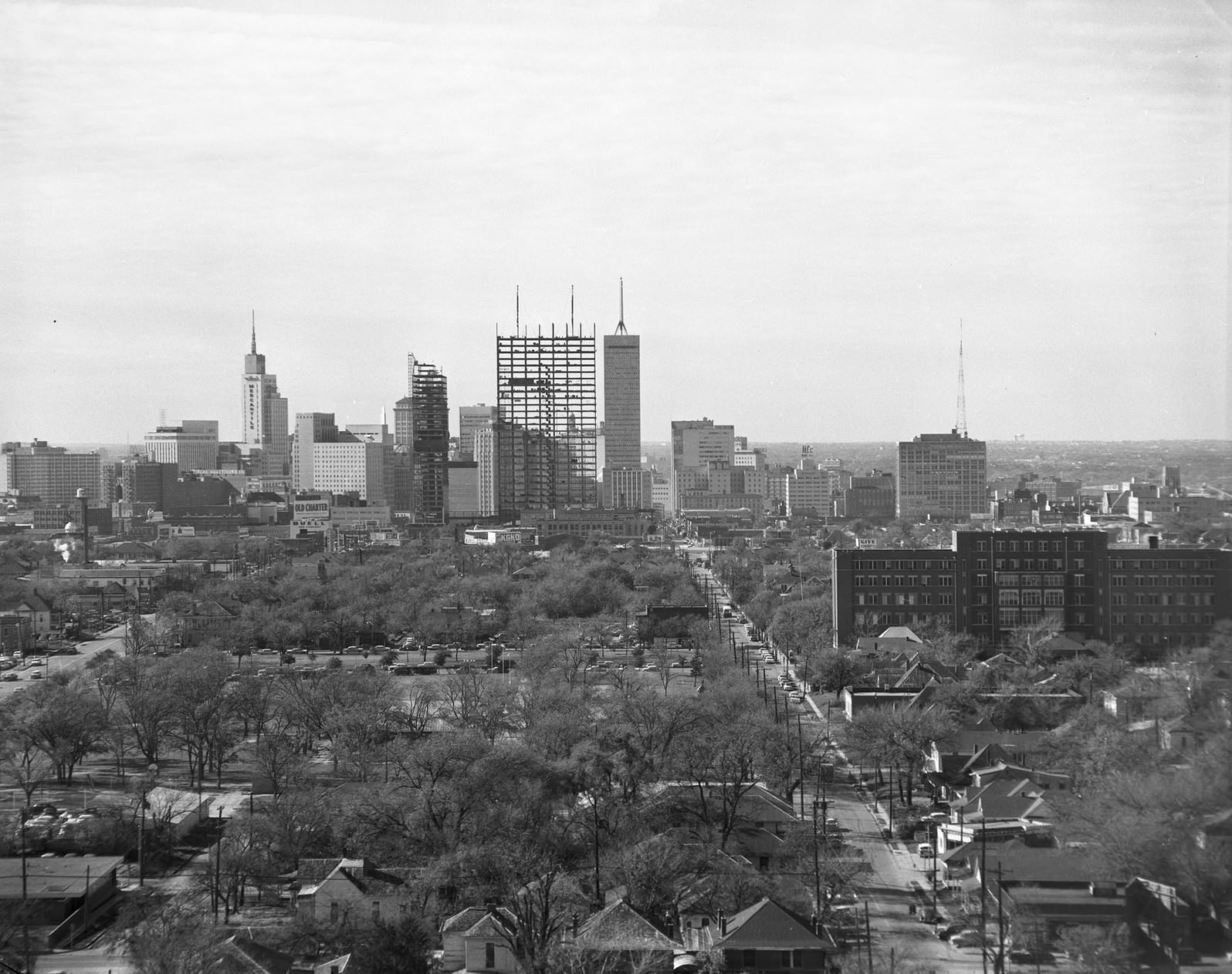 Southland Center under construction, downtown Dallas, Texas, 1957