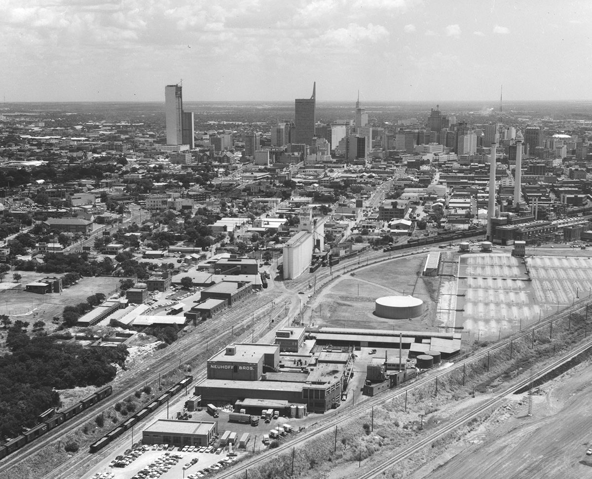 Dallas, Texas skyline, Victory Park area, 1958