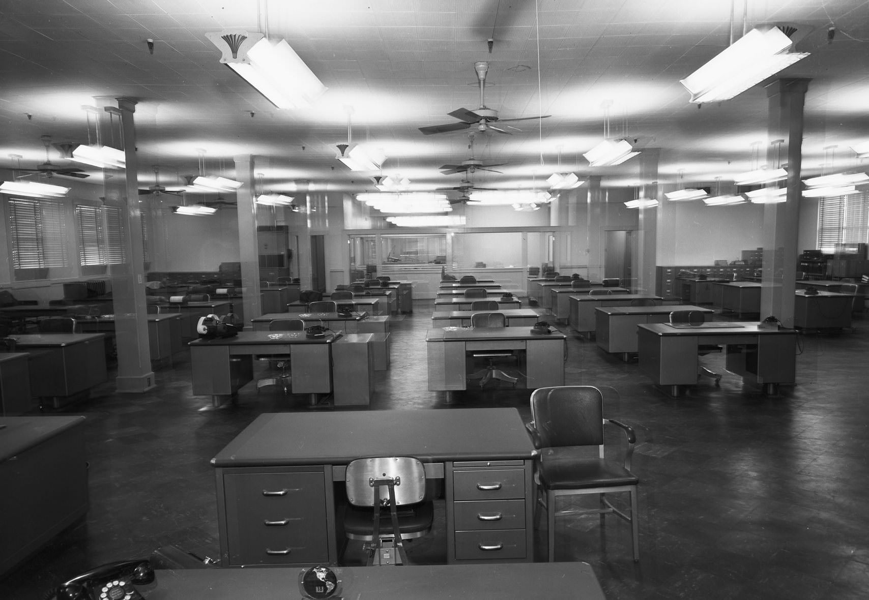Otis Elevator Company building interior, Dallas, Texas, 1953