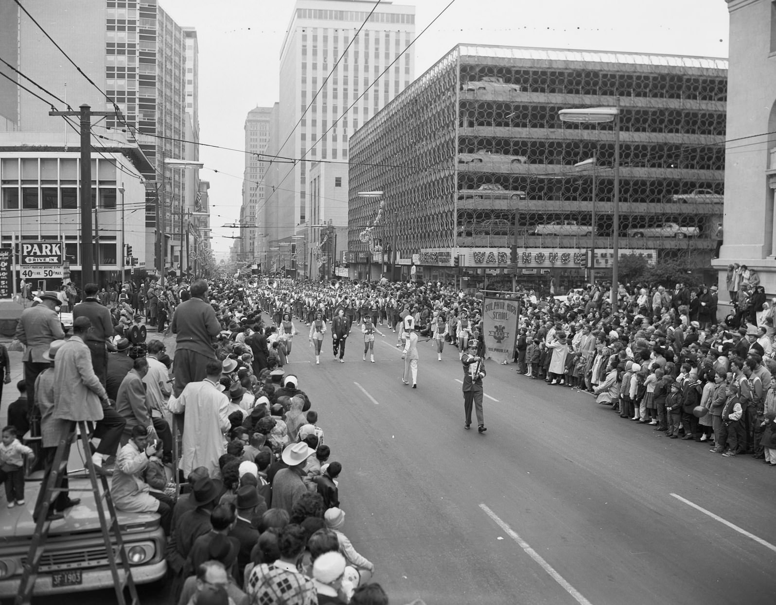 Cotton Bowl parade, downtown Dallas, 1952