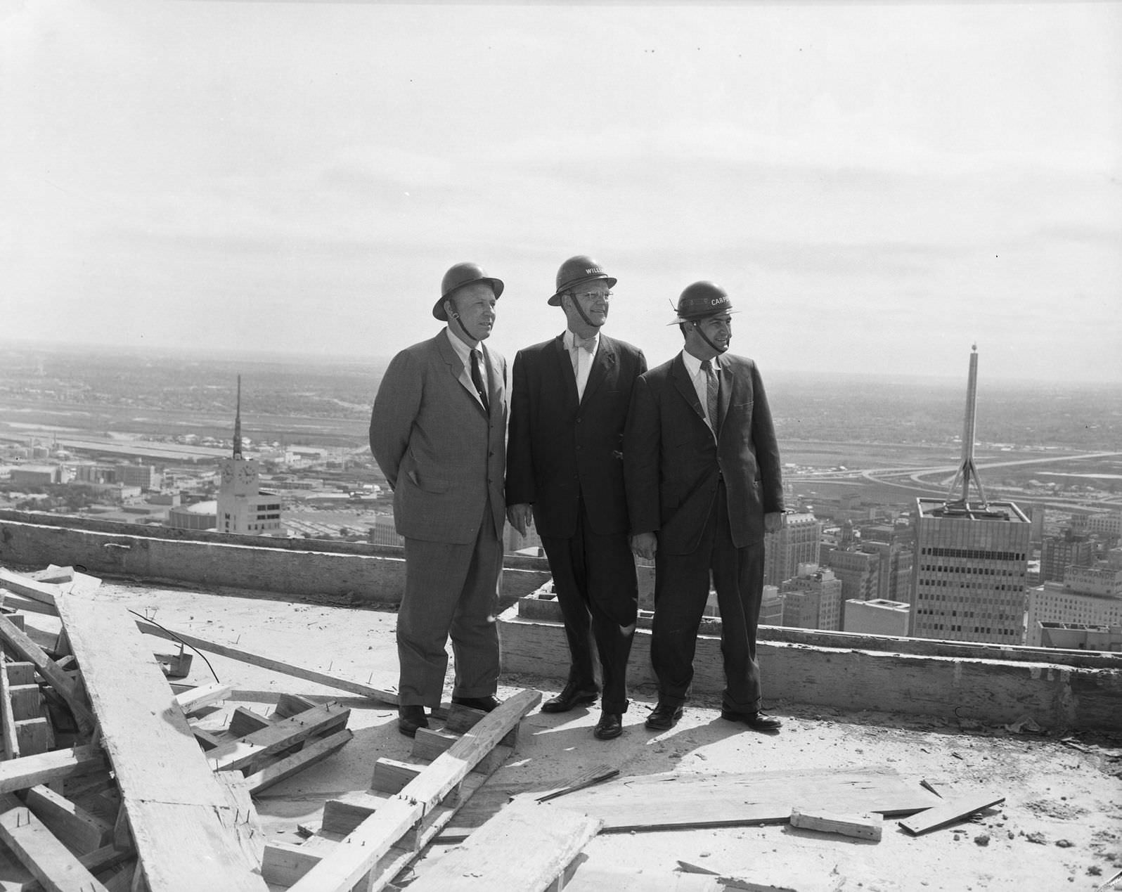 Building under construction, downtown Dallas, 1950