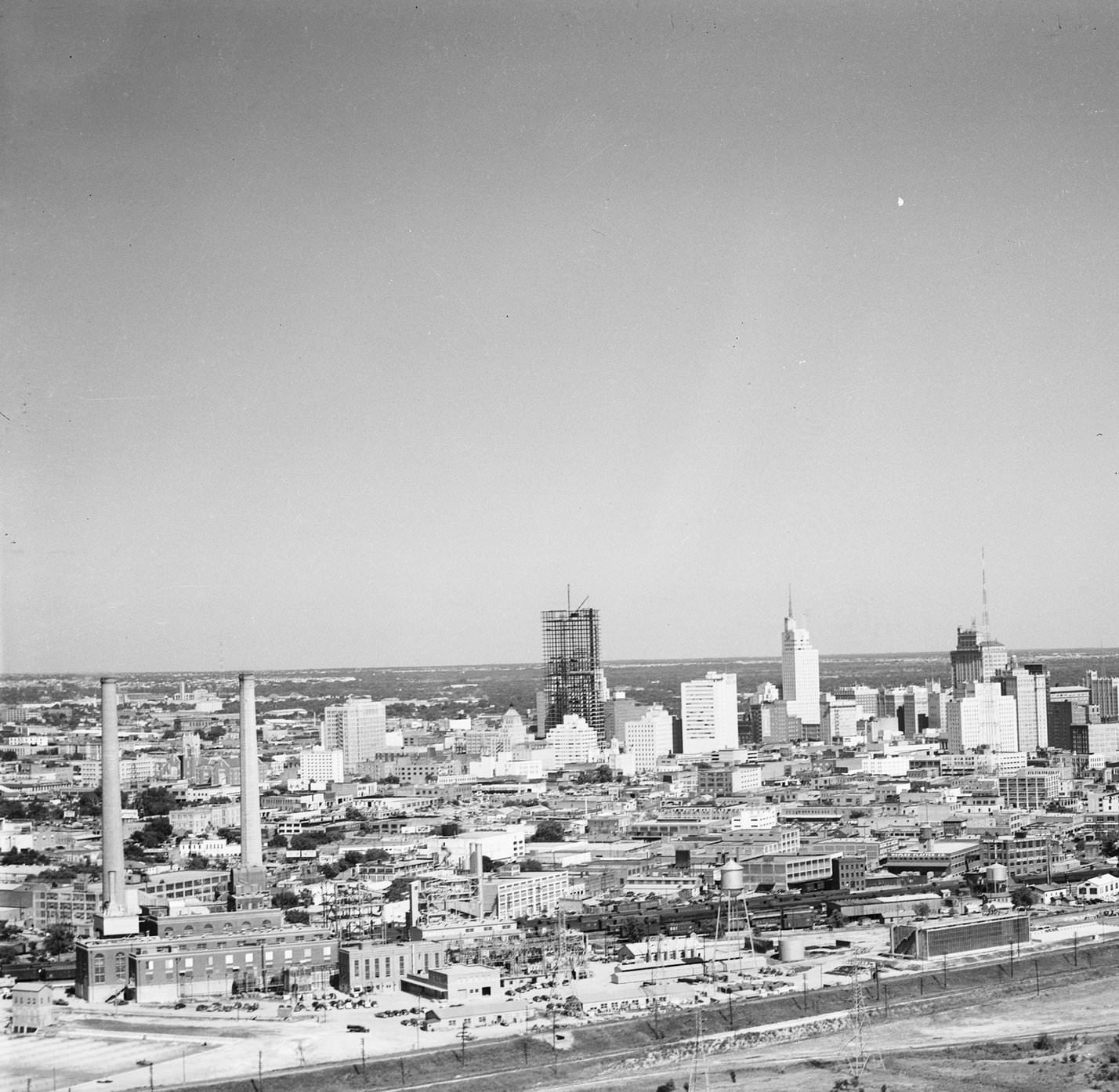 Aerial view, downtown Dallas, Texas, 1953