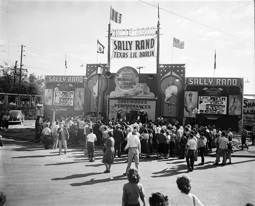 State Fair of Texas Midway show "Sally Rand Texas Lil' Darlin'", Dallas, 1950
