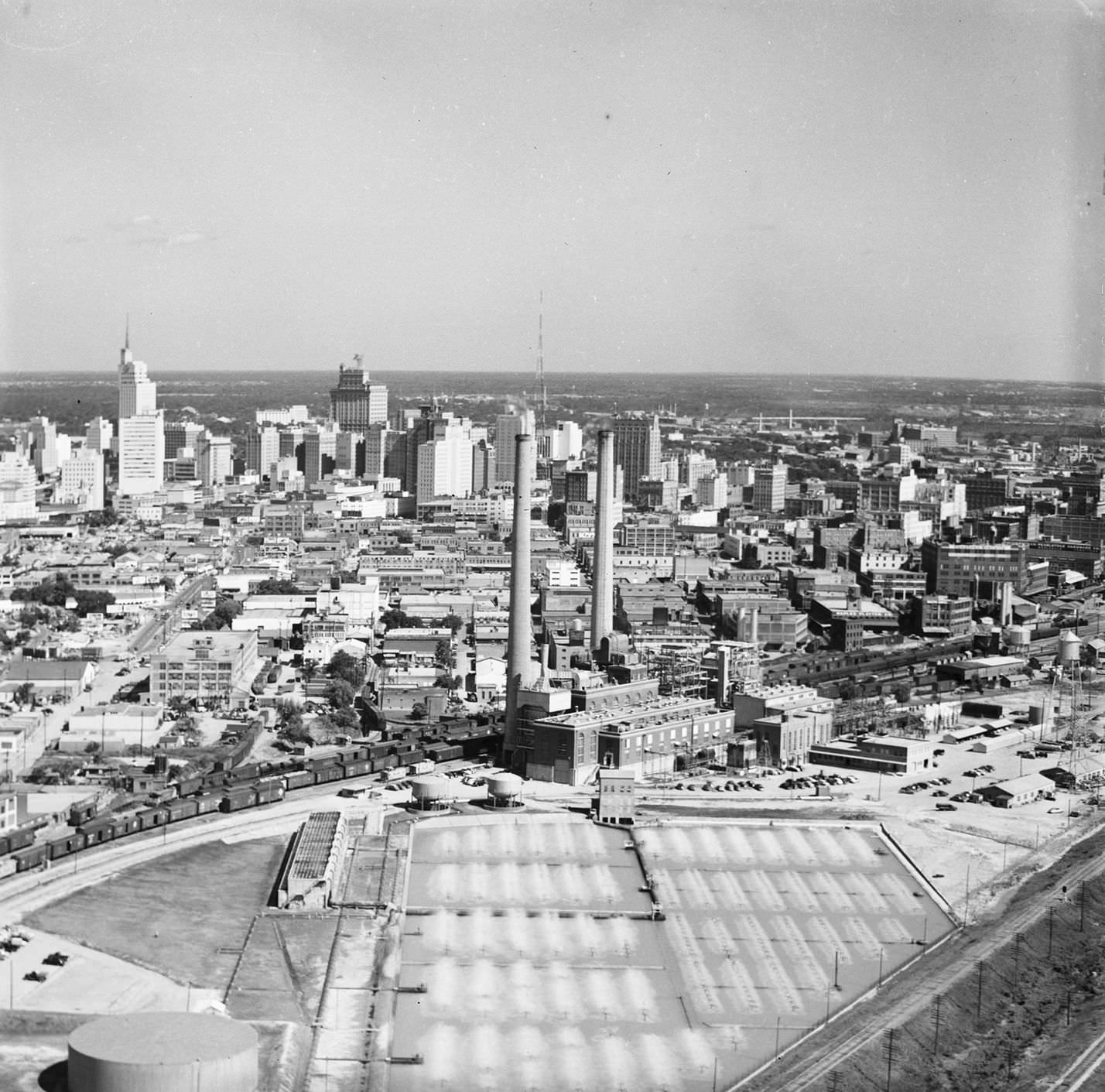 Aerial view, downtown Dallas, Texas, 1953