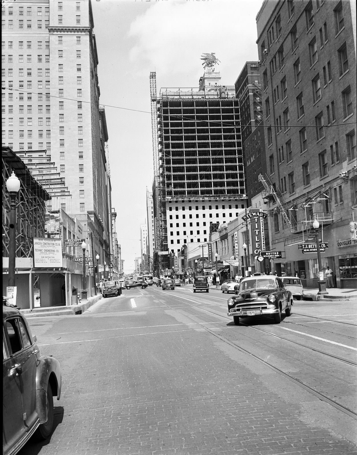 Construction on the Adolphus Hotel, downtown Dallas, Texas, 1951