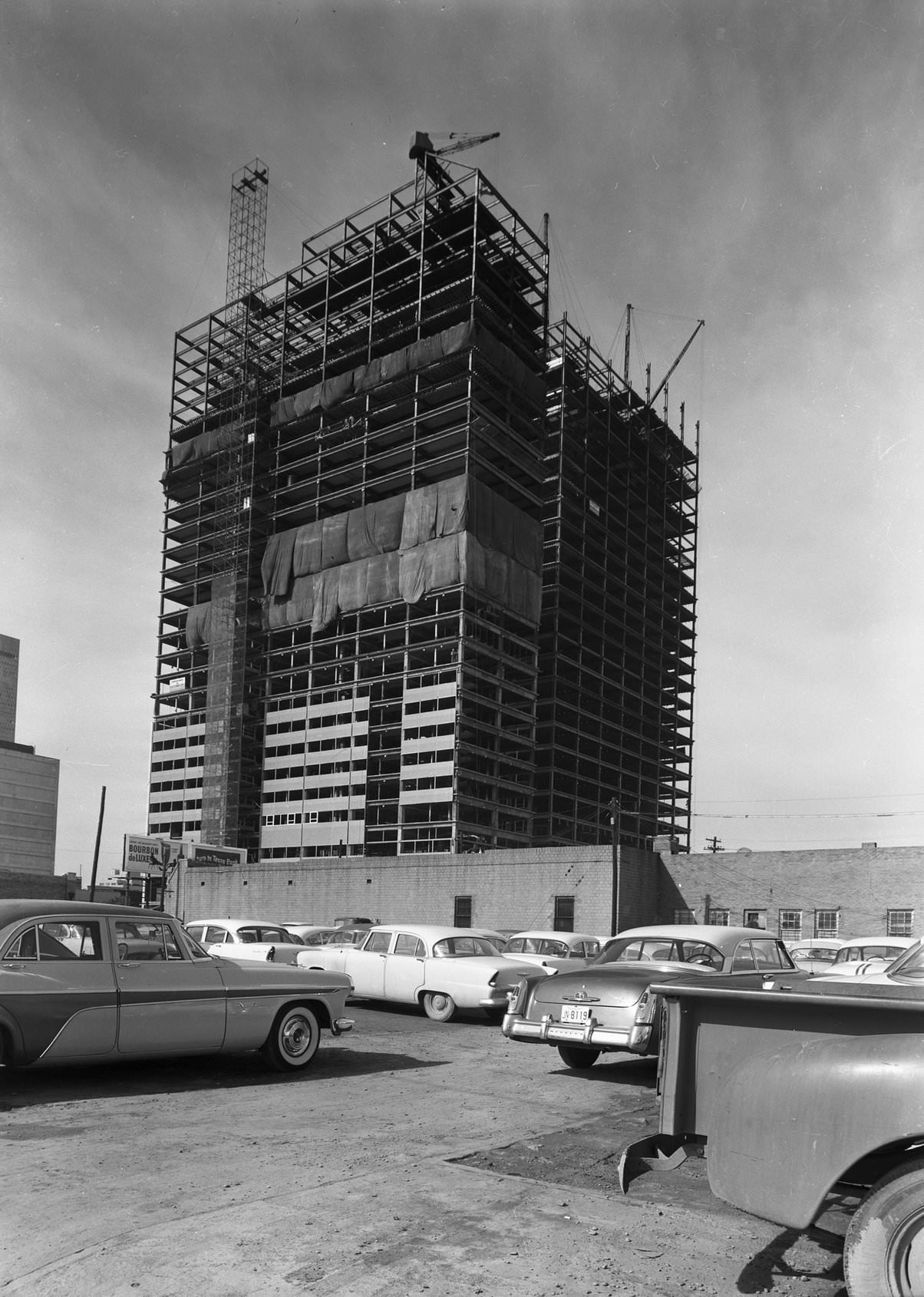 Southland Center under construction, downtown Dallas, Texas, 1957