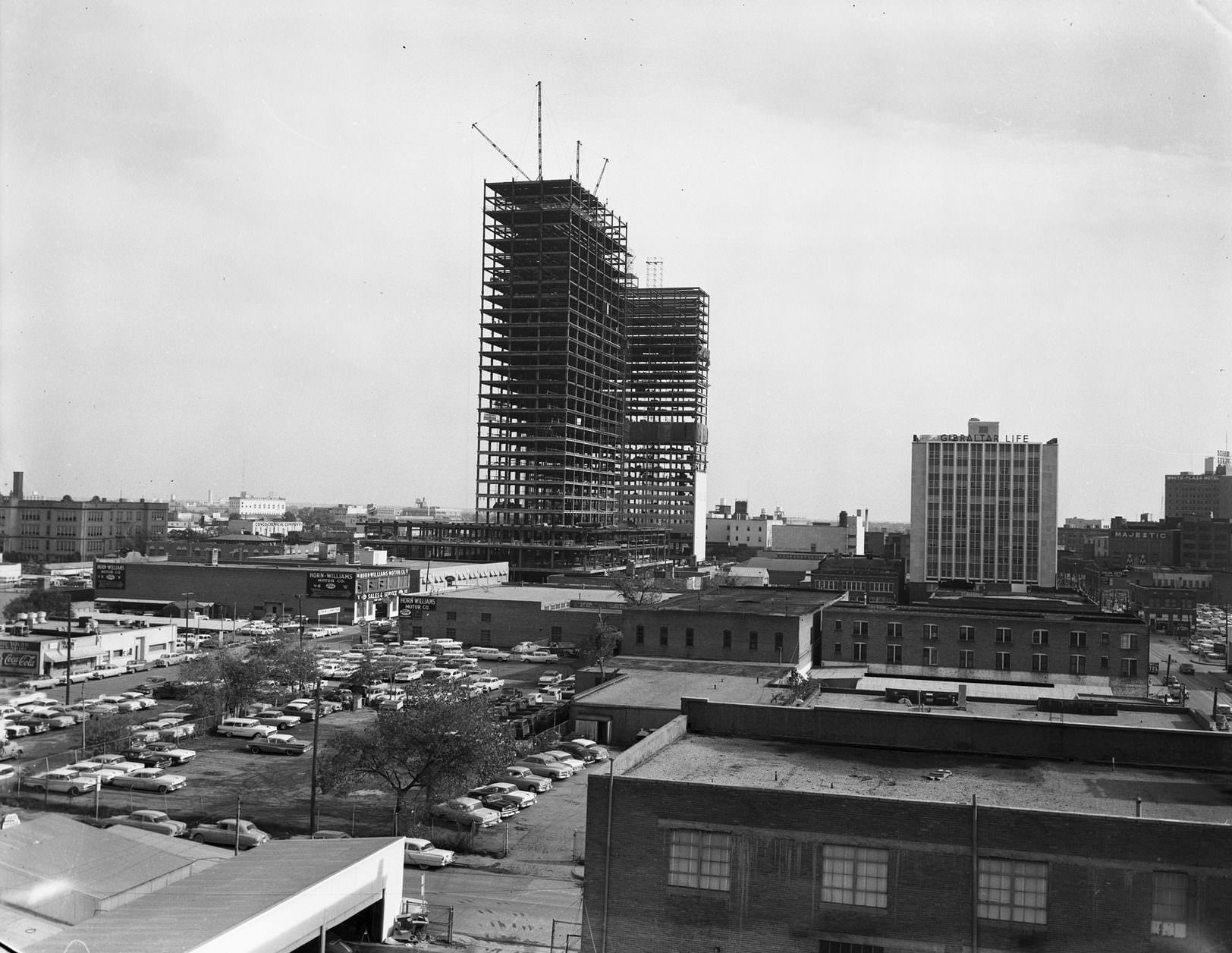 Southland Center under construction, downtown Dallas, Texas, 1957