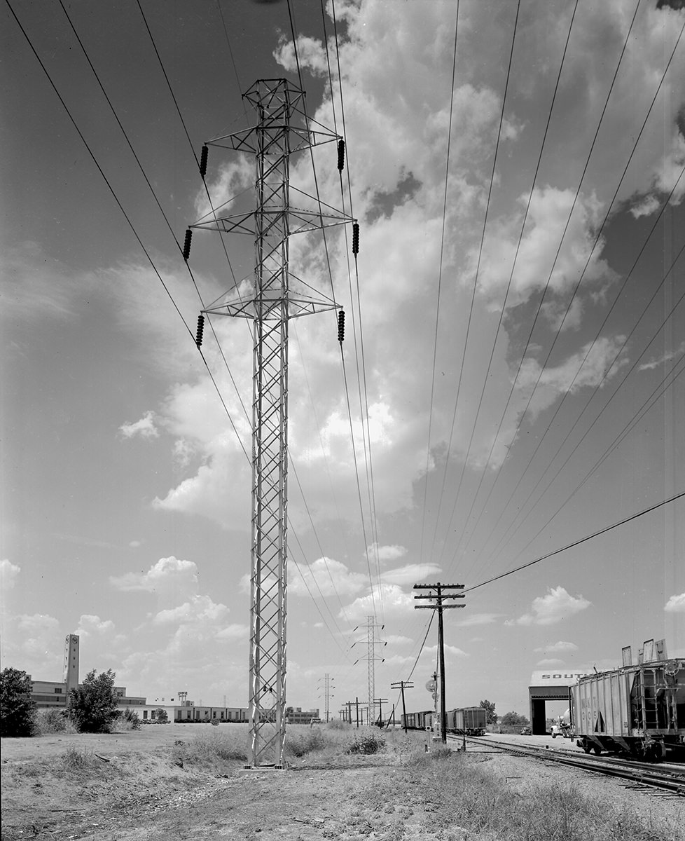 Dallas electric line towers, 1956