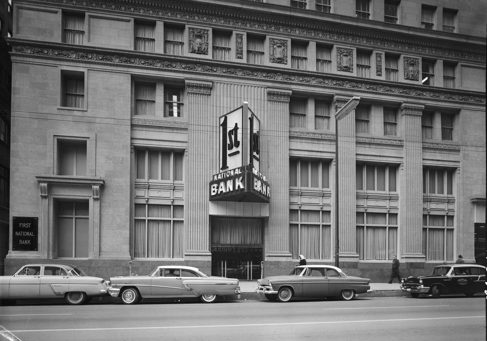First National Bank building, downtown Dallas, Texas, 1958