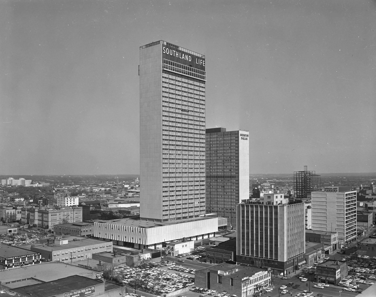 Southland Life and Sheraton Hotel buildings, downtown Dallas, 1954