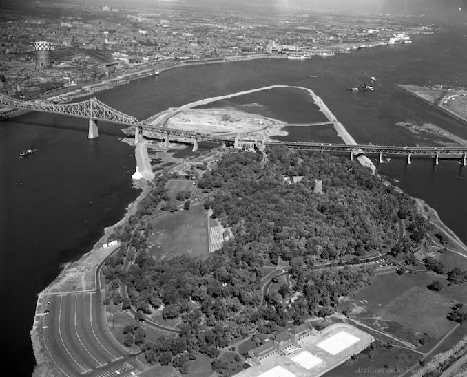 Aerial views of the Expo 67 site.