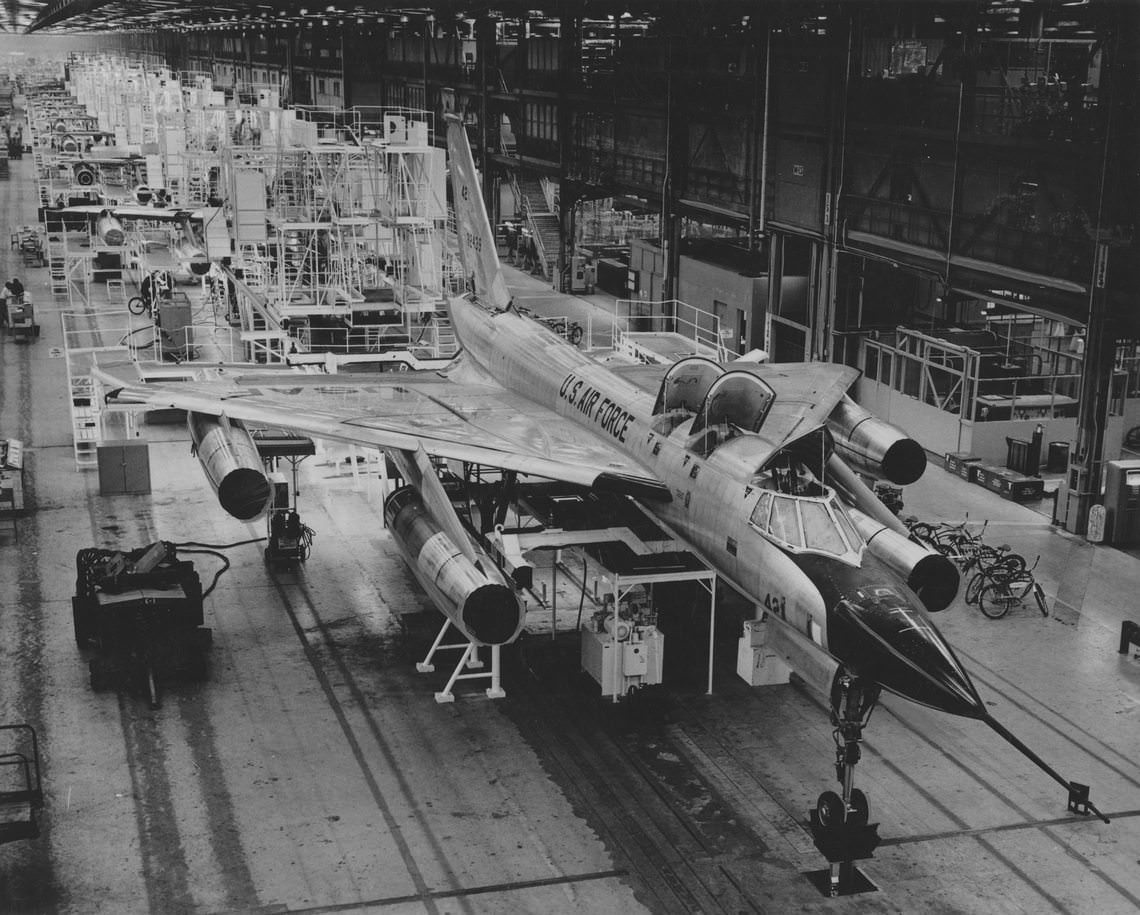 B-58 production line at the Convair factory, Fort Worth, 1960