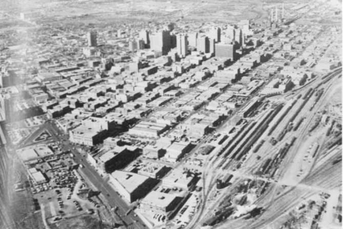 Aerial View of Downtown Fort Worth in 1960s