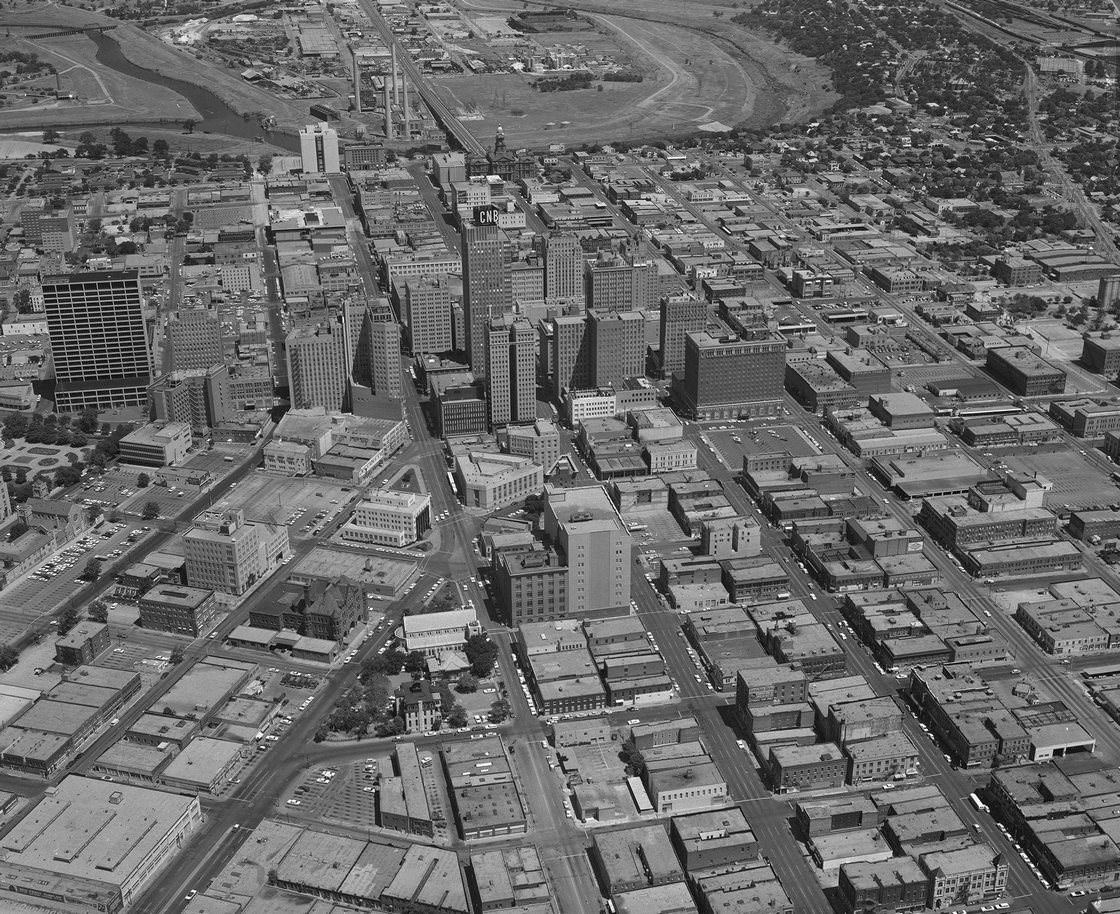 Aerial of downtown Fort Worth, Texas, 1962