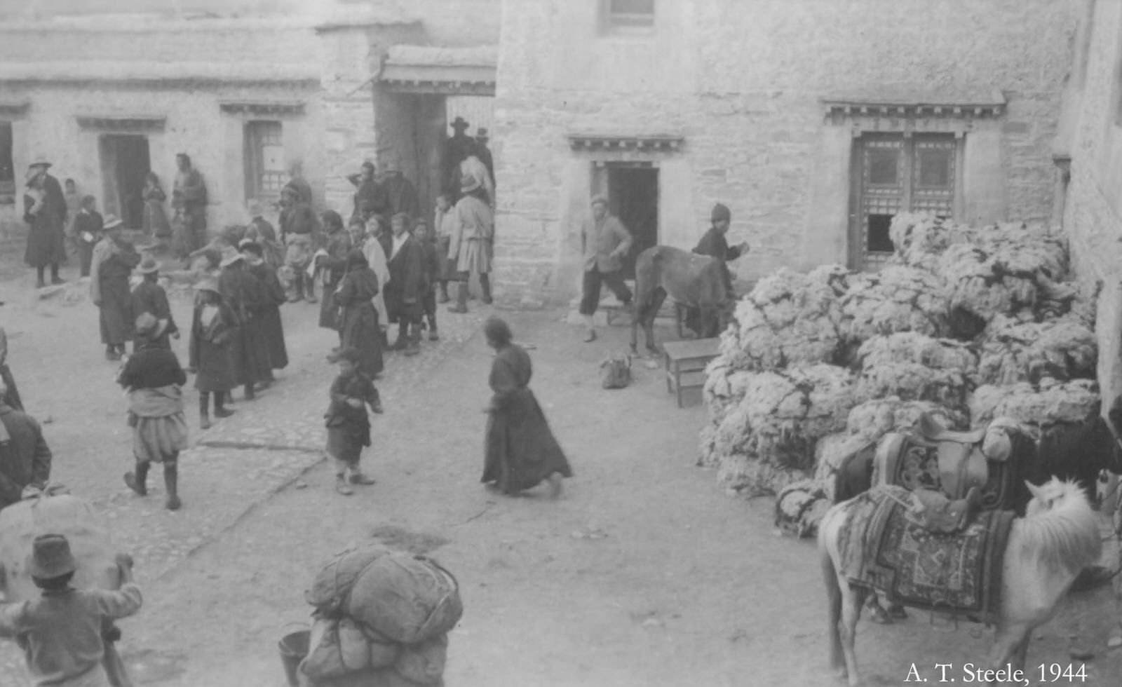 The Courtyard of a Tibetan House, 1944. In the courtyard of a Tibetan house, as seen from my window.