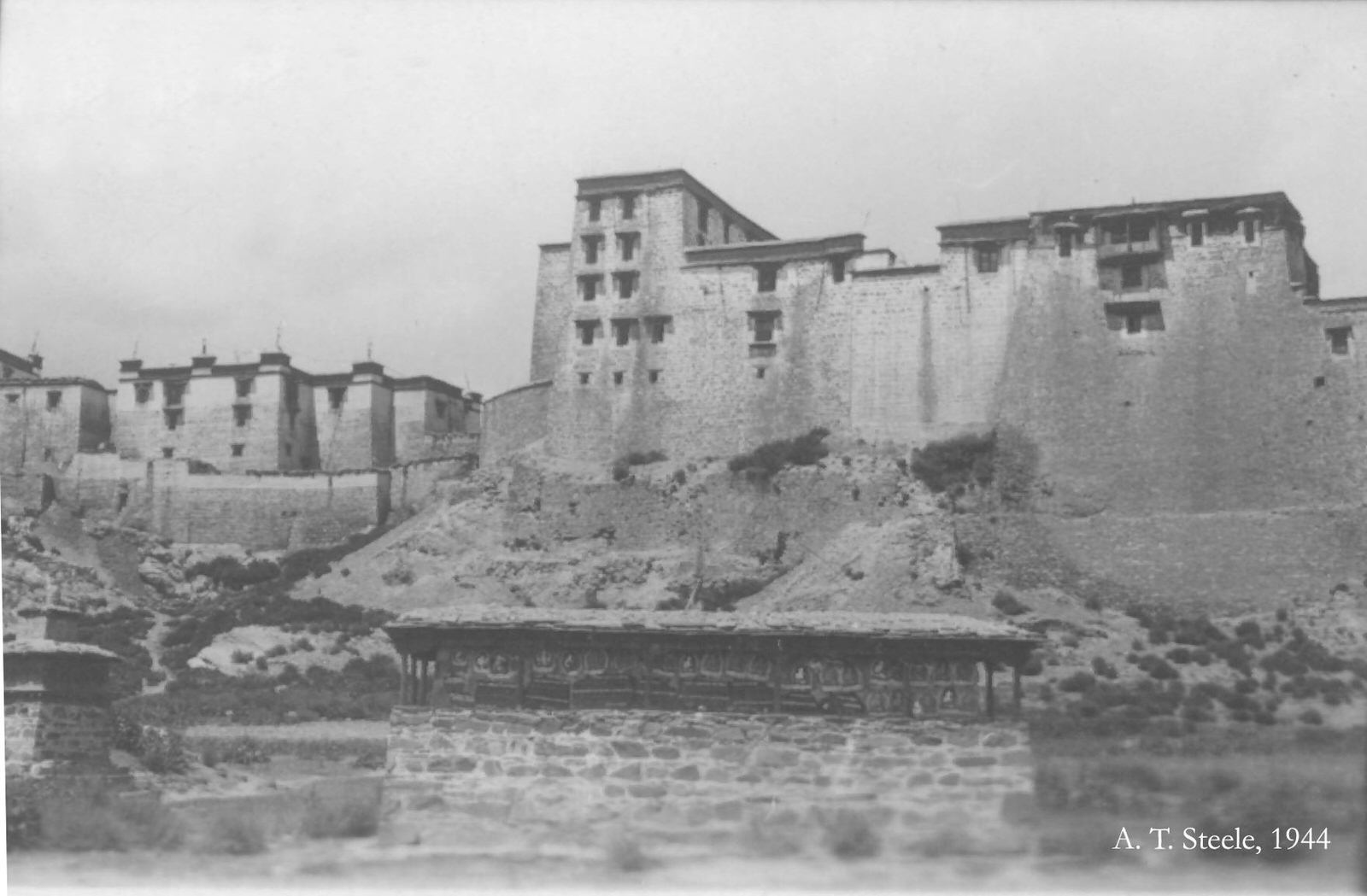 The Fort of Nangartse, 1944. The fort of Nangartse, on the trail to Lhasa in central Tibet.