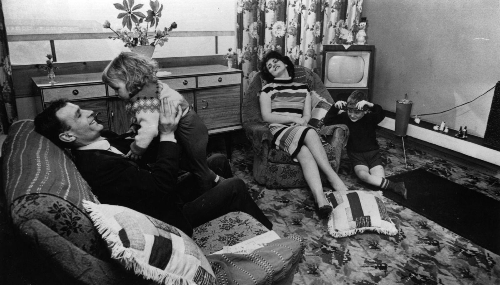 The Buchanan family at home in their new flat in the Gorbals area of Glasgow, 1960