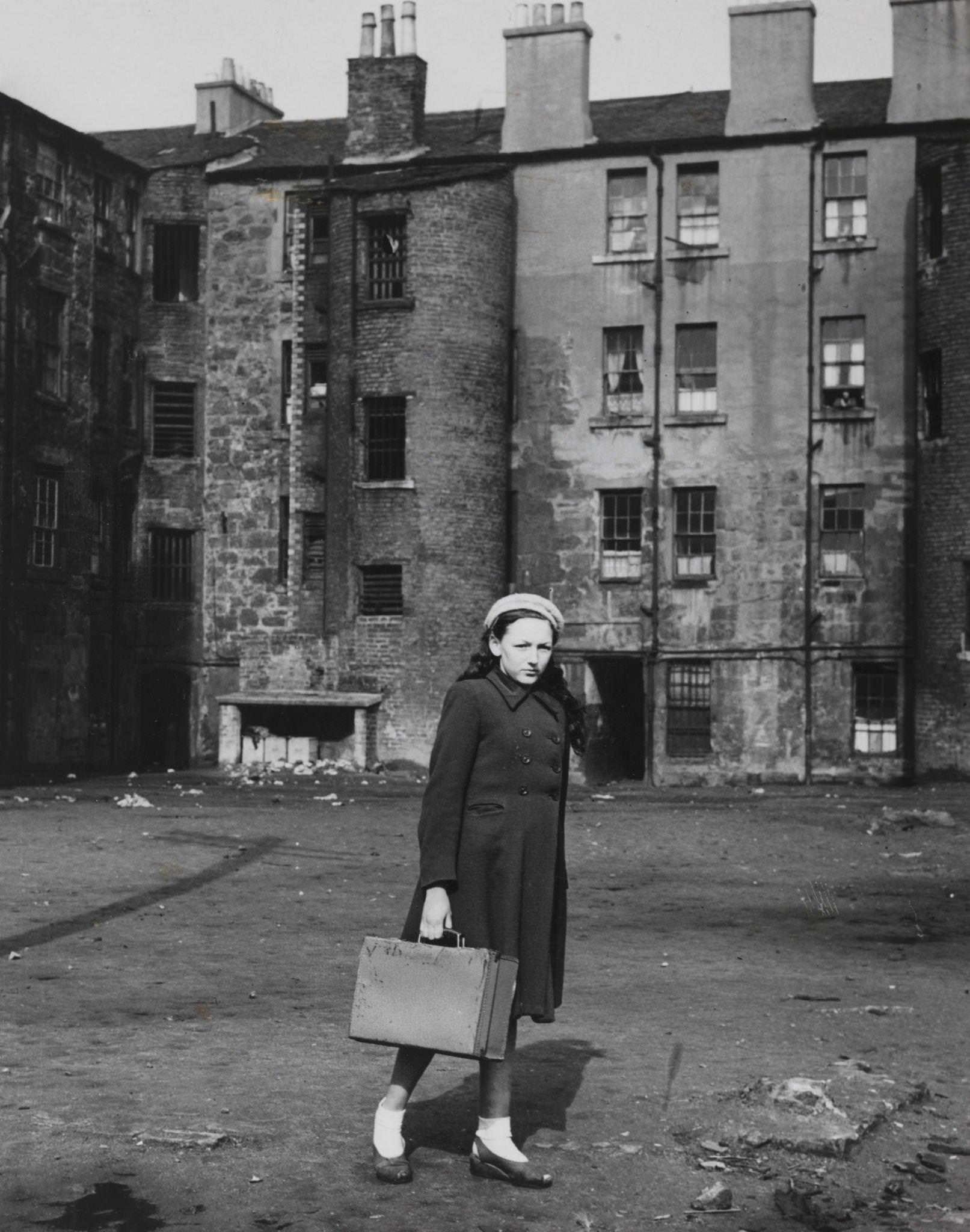 Matilda Szlapikas in her slum surrounding, 1952