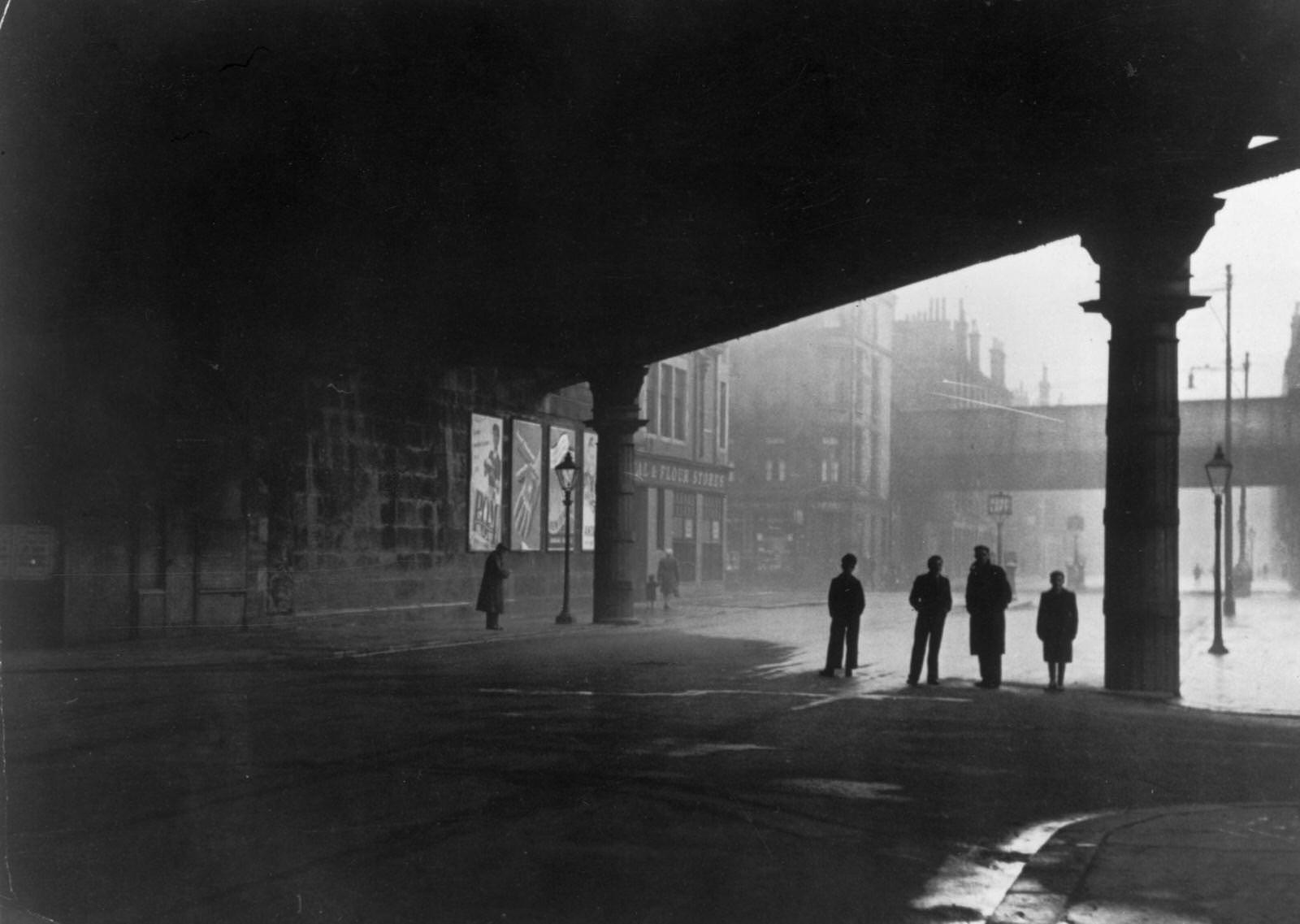 A bridge in the Gorbals area of Glasgow, 1948